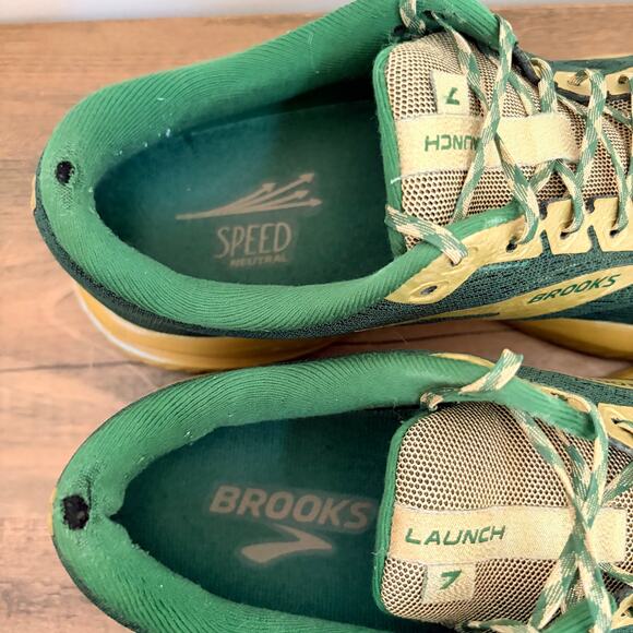 Brooks Launch 7 Run Lucky Women's 11 Green Gold Running Shoes Athletic Gym - Picture 6 of 9